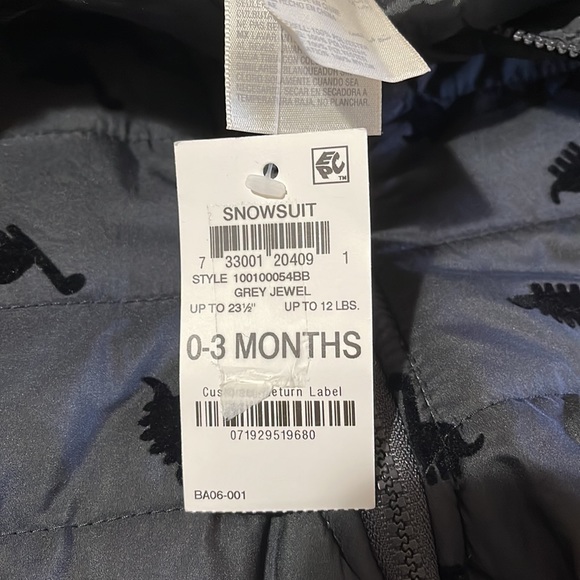 First Impressions Dinosaur Novelty Print Footed Snowsuit Baby 0-3 Months NWT - Picture 3 of 4